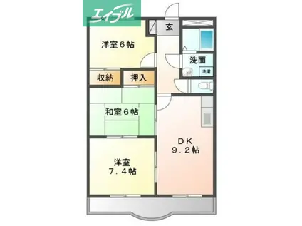 エランドール(3DK/1階)の間取り写真