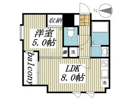 メゾン・ド・ヴィレ三軒茶屋(1LDK/3階)の間取り写真