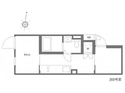 ミオテゾーロ哲学堂カーザ(1K/2階)の間取り写真
