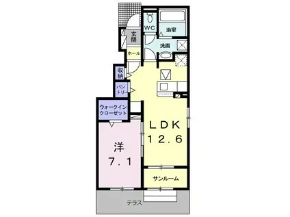 オリーブ II(1LDK/1階)の間取り写真