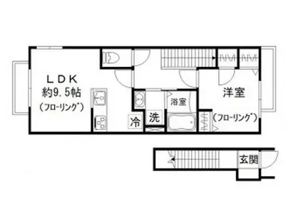 リベルテ池田山(1LDK/2階)の間取り写真