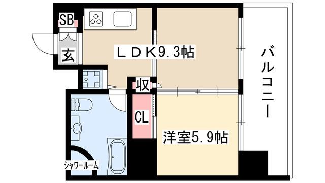 レインボーピア記念橋(1LDK/7階)の間取り写真
