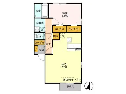 カーサビアンカ(1LDK/1階)の間取り写真