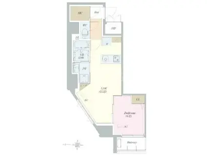 ロイジェント山王(1LDK/7階)の間取り写真