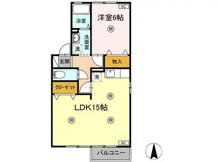 ボナール立江(1LDK/2階)の間取り写真