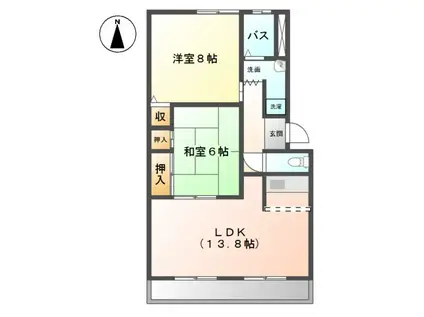 トゥアマンション(2LDK/1階)の間取り写真