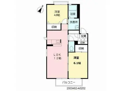 カーサパルコ(2LDK/2階)の間取り写真