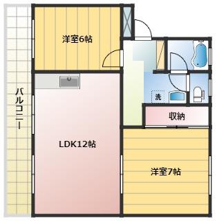 ボヌール早出(2LDK/2階)の間取り写真