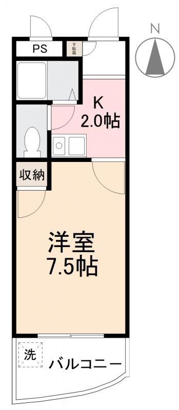 ブルーベルSAITO(1K/2階)の間取り写真