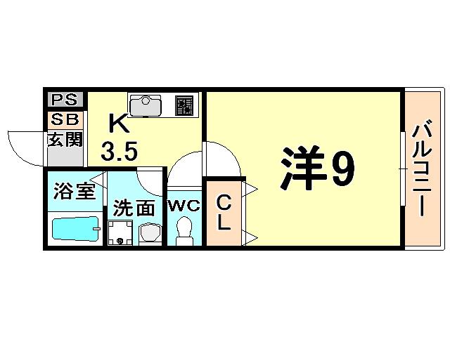 メゾン秋桜(1K/2階)の間取り写真