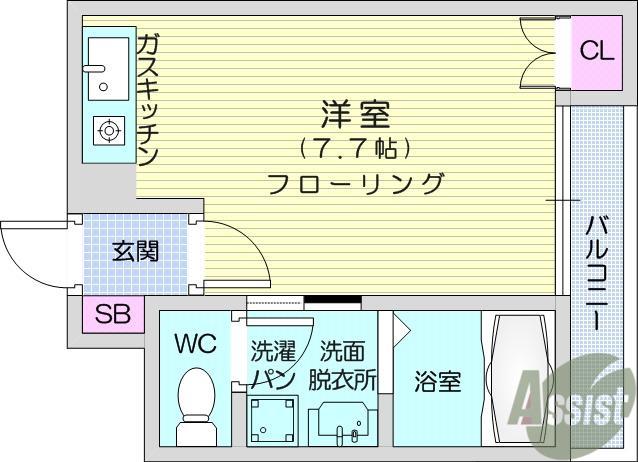 エクセルコート柏木(ワンルーム/2階)の間取り写真