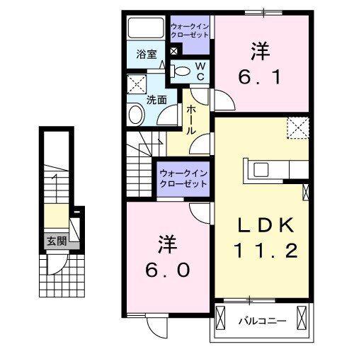 ウエストリバー(2LDK/2階)の間取り写真
