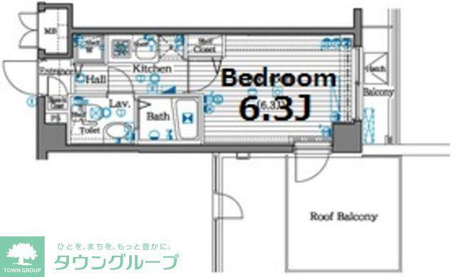 ガラシティ大崎(1K/7階)の間取り写真