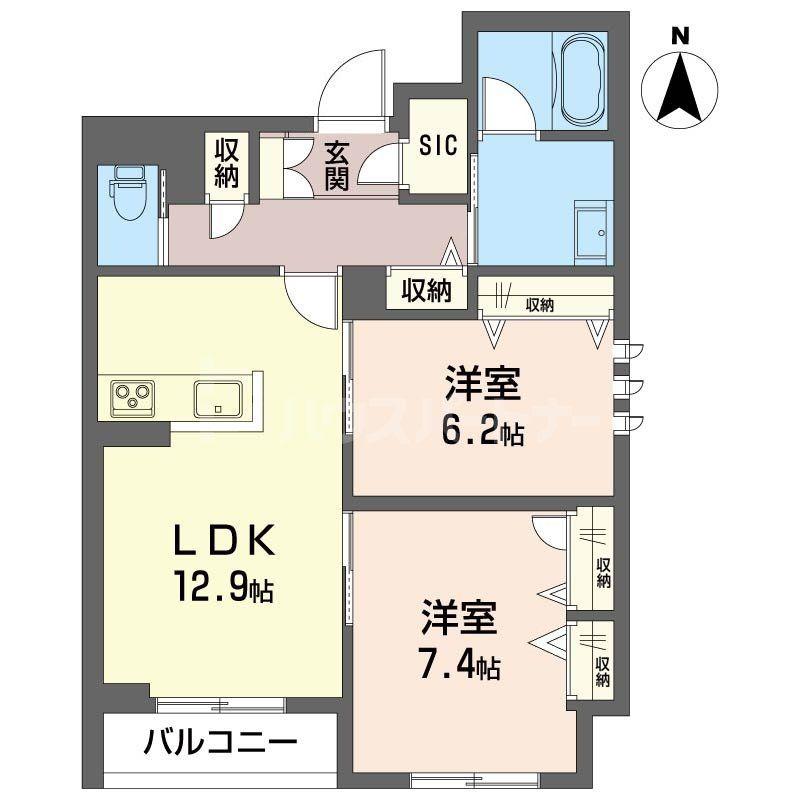 ボン ベルディ(2LDK/2階)の間取り写真