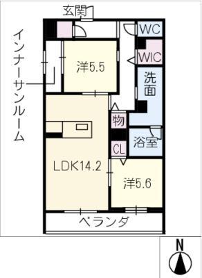 アンビエラ緑丘(2LDK/2階)の間取り写真