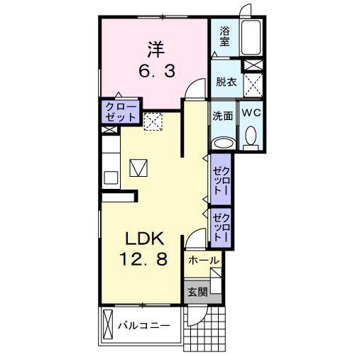 ドルチェ(1LDK/1階)の間取り写真