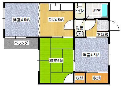 コーポラスMISASA(3DK/2階)の間取り写真