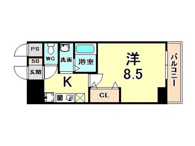 クレセールTWO(1K/2階)の間取り写真