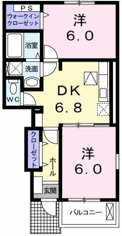 サニープレイスB(2DK/1階)の間取り写真