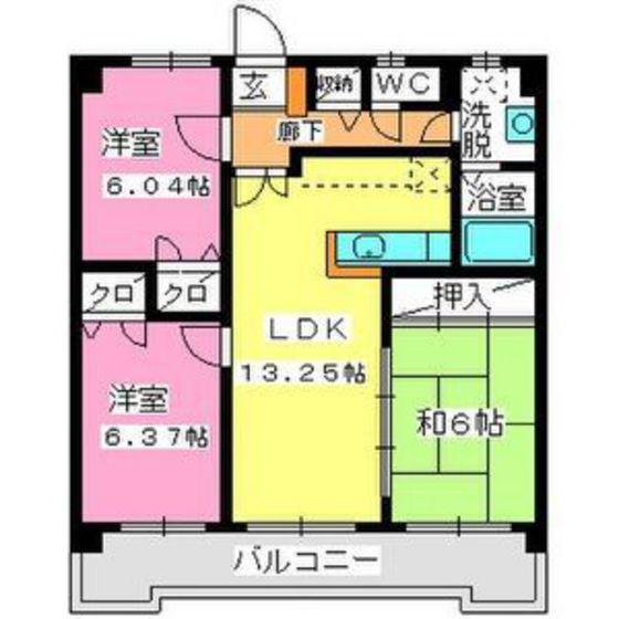 エルソレイユ友泉(3LDK/2階)の間取り写真