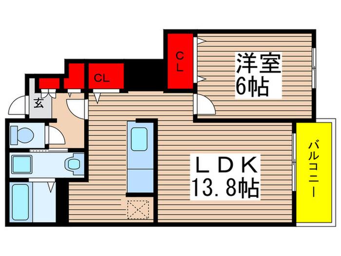 カミレB(1LDK/1階)の間取り写真
