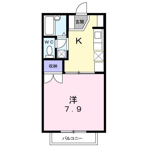 山口ハイツ(1K/2階)の間取り写真