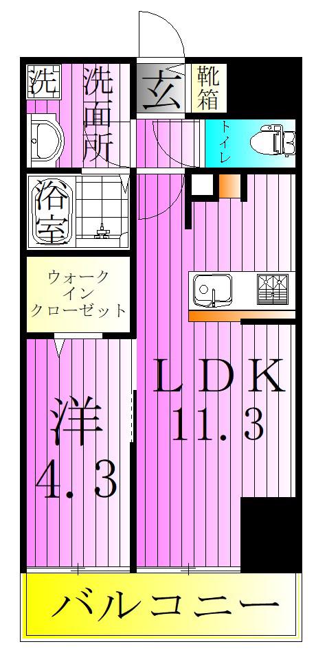HF北千住レジデンス(1LDK/7階)の間取り写真