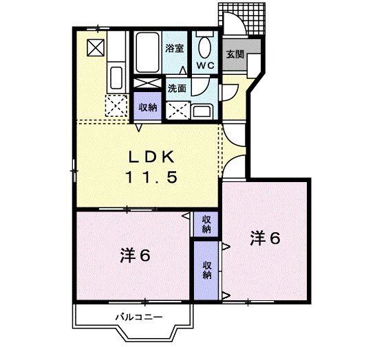 カーサグランビューA(2LDK/1階)の間取り写真