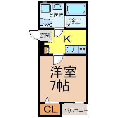 プランドールS(1K/1階)の間取り写真