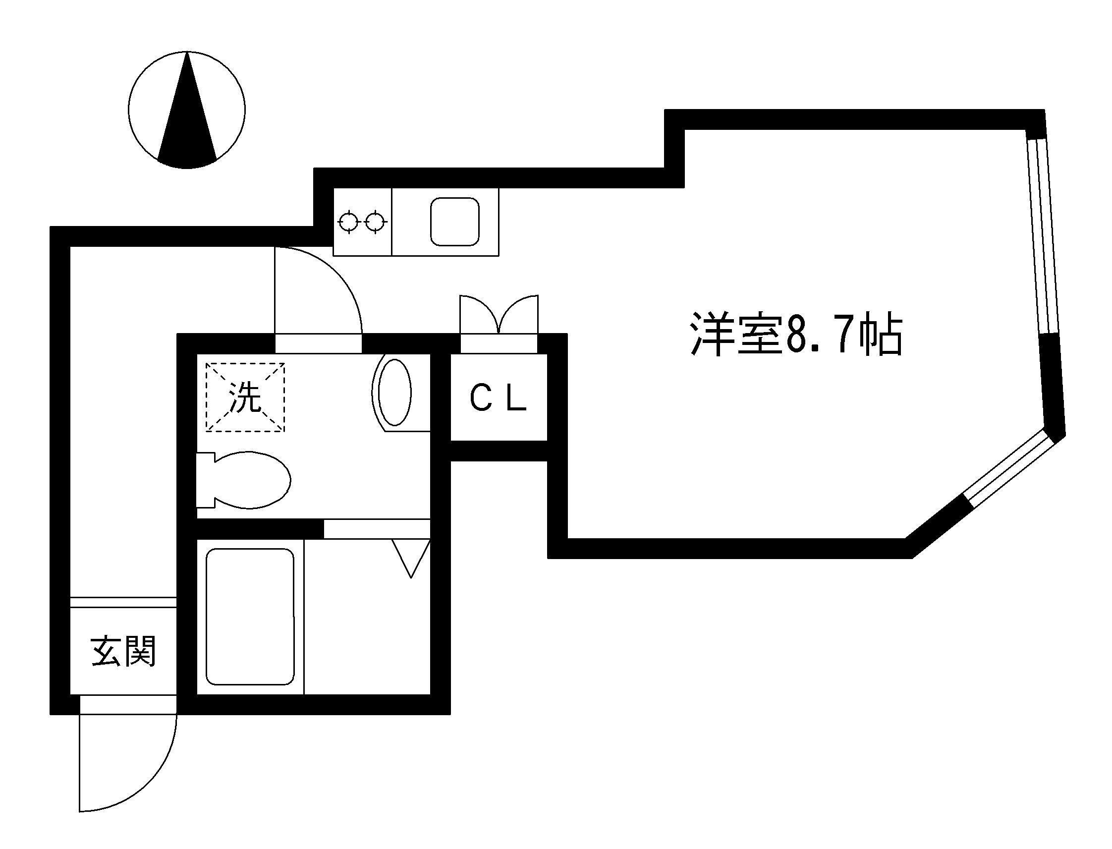 町屋 ALLEY HAUS(ワンルーム/2階)の間取り写真