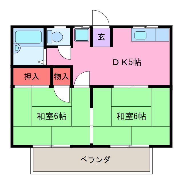 エステートハイツA(2DK/2階)の間取り写真