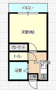 コーポ北野(1K/2階)の間取り写真
