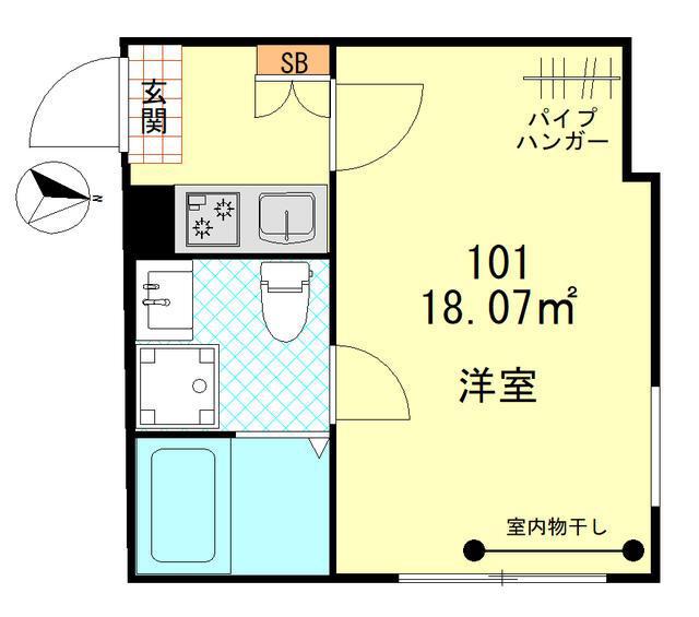 パーチェ堀切(1K/1階)の間取り写真