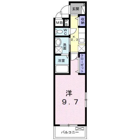 ヒカルサ 小牧田県ウエスト(1K/2階)の間取り写真