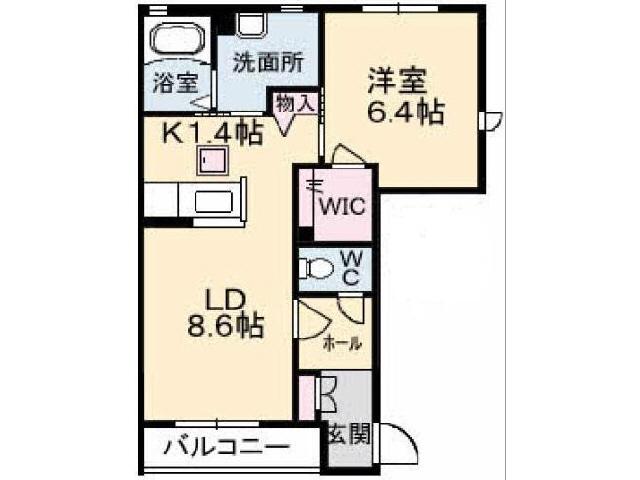 シャーメゾン中野開作B(1LDK/1階)の間取り写真