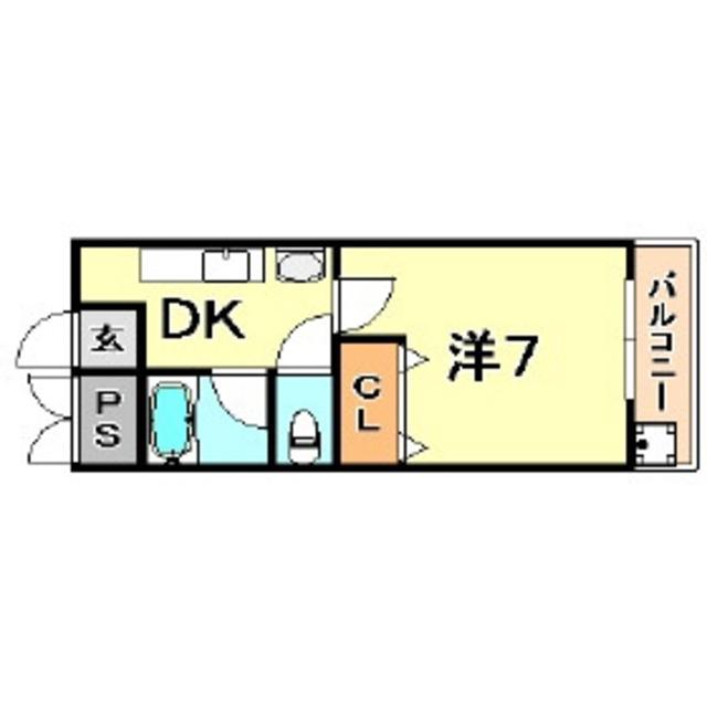 ヌーベル春日(1DK/2階)の間取り写真