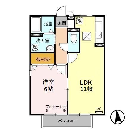 プロムナードB(1LDK/1階)の間取り写真
