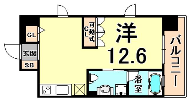 エクセラ塚口(1DK/3階)の間取り写真