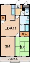 アベニューK(2LDK/3階)の間取り写真