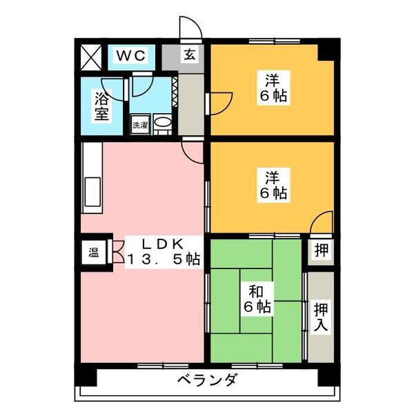 アップヒル野々山ビル(3LDK/2階)の間取り写真