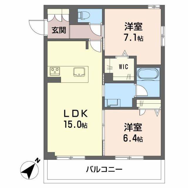 HINASA東鷹匠(2LDK/1階)の間取り写真