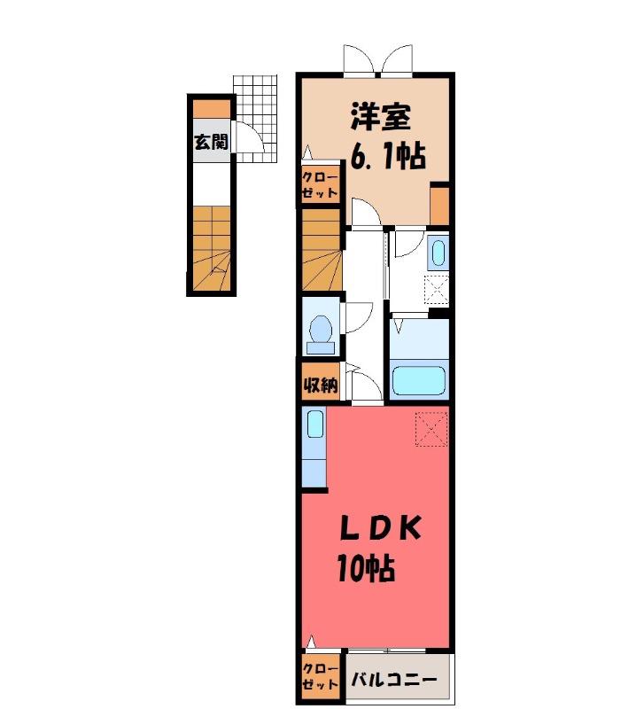 カメリアA(1LDK/2階)の間取り写真