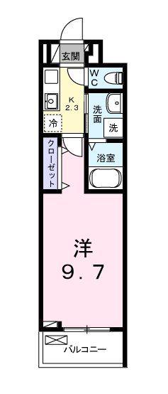 クレスト TS(1K/2階)の間取り写真