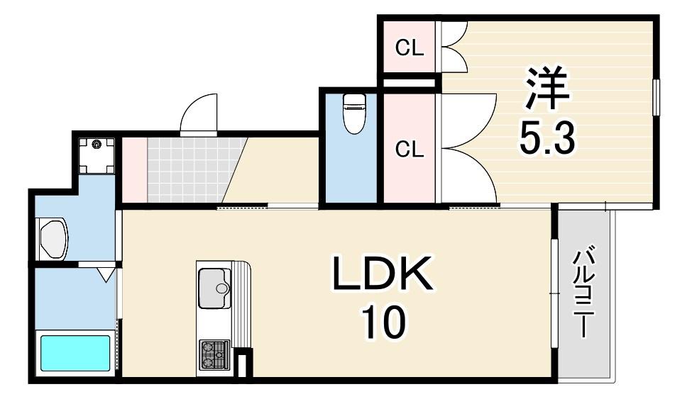 芦原通レジデンス(1LDK/3階)の間取り写真