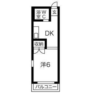 セジュール高松(1DK/2階)の間取り写真