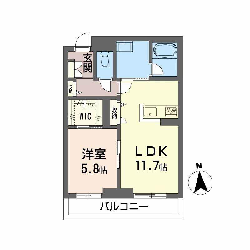 グランフィール(1LDK/2階)の間取り写真