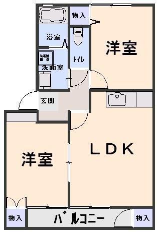 ステージ6F棟(2LDK/1階)の間取り写真