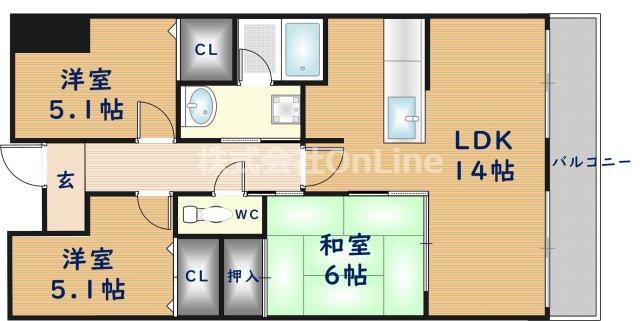 プランテーム吉田(3LDK/3階)の間取り写真
