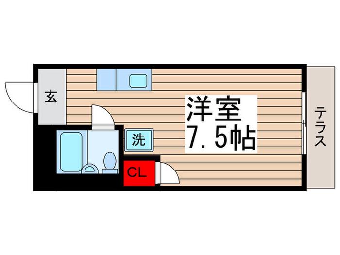 白旗ハイツ(ワンルーム/1階)の間取り写真