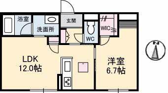 グレースヴィラ西崎(1LDK/1階)の間取り写真